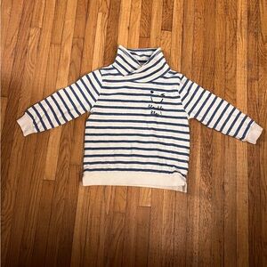 Zara Striped Blue & White 3/4 Turtleneck Sweatshirt